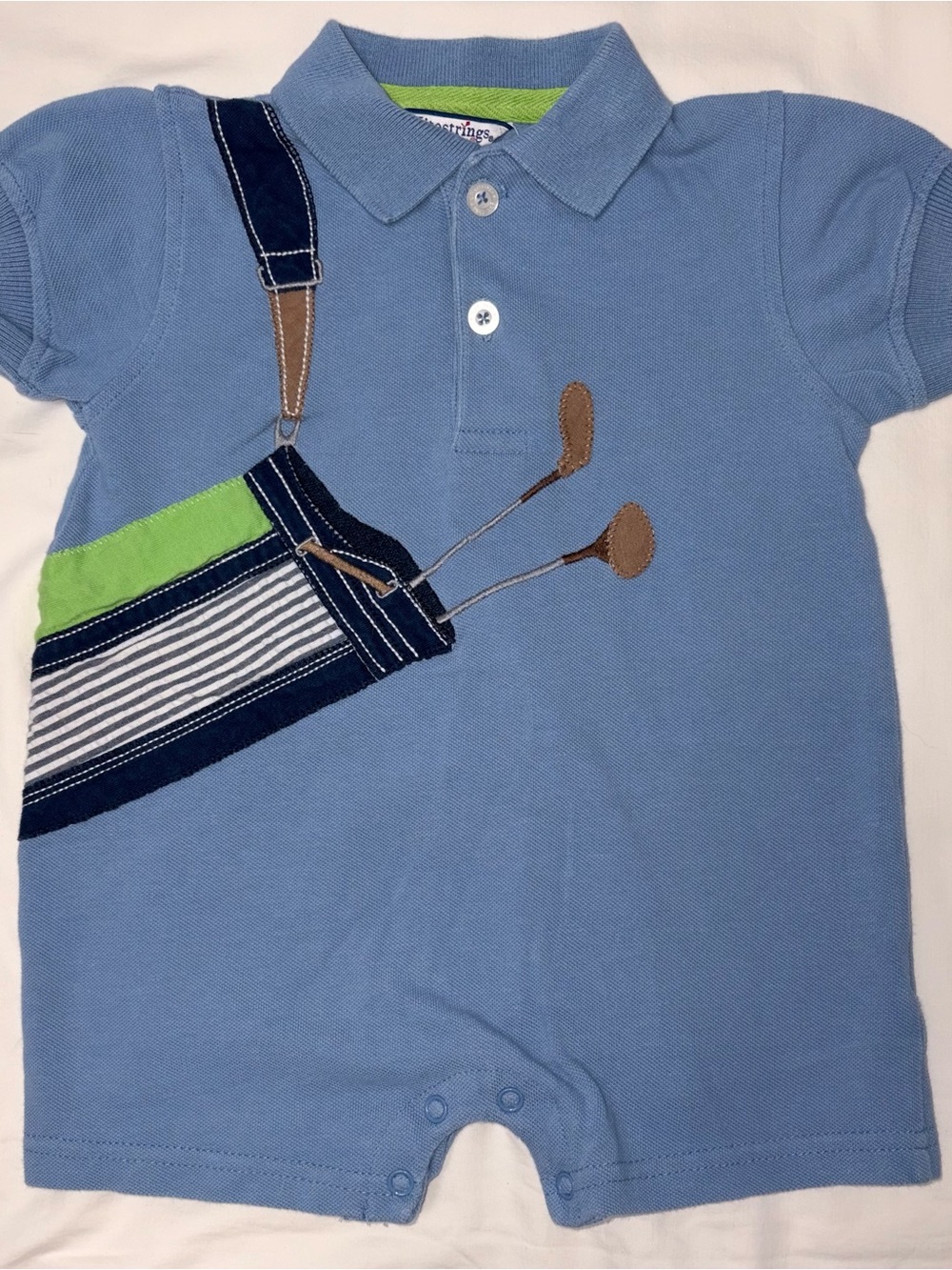 Kitestrings golf applique boys romper sz 12 months EUC